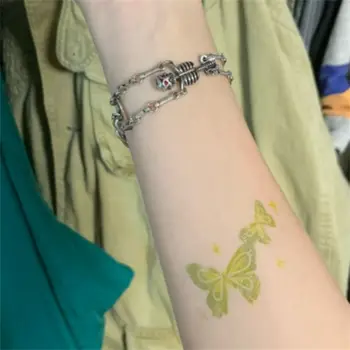 Красивая картина маслом, наклейки с татуировкой зеленой бабочки для женщин 2023, Модные временные татуировки на руках, водонепроницаемые поддельные татуировки