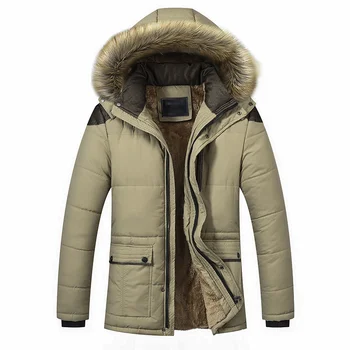 Зимнее хлопчатобумажное пальто из флиса с капюшоном, мужской меховой воротник, Съемная шапка, Ветрозащитные теплые парки, куртки Оверсайз 5XL