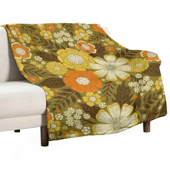 1970-е Ретро/винтажное покрывало с цветочным рисунком, милое одеяло, плед, покрывало для декоративного дивана