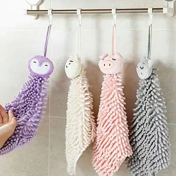 Полотенца для рук из микрофибры и синели, детские подвесные сухие петли в форме мультяшных животных, впитывающие Супер милые кухонные принадлежности для ванной комнаты.