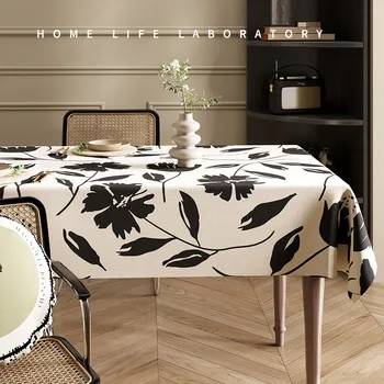 Французская скатерть для обеденного стола в стиле ретро водонепроницаемая, маслостойкая и моющаяся прямоугольная скатерть для чайного стола из хлопка и льна