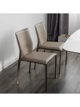 Итальянское седло С кожаной спинкой, кресло для переговоров в кафе, Скандинавский Легкий Роскошный Кожаный обеденный стул для отдыха, Современная простота