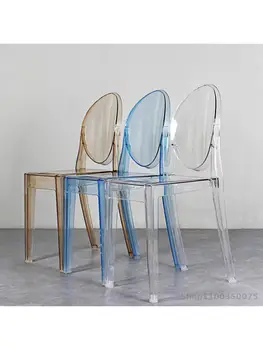 Креативный прозрачный стул со спинкой дьявол призрак современный минималистичный обеденный стул свадебный хрустальный акриловый стул для дома отдыха
