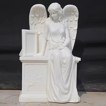 Мраморный ангел Европейская надгробная плита Статуя Ангела Кладбищенская скульптура Церковь Резьба по камню Ангел