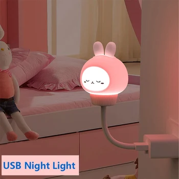 Светодиодная лампа 5 В, USB ночник, Милые мультяшные лампы, прикроватный столик, Игровой декор для дома, спальни, Неоновый светильник для настроения, Рождественский подарок для малыша