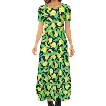 Облегающее платье с тропическим бананом, весенние макси платья Kawaii с фруктовым принтом, женское платье уличной моды с коротким рукавом на заказ, большой размер 5XL