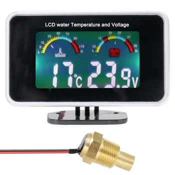 Автомобильный ЖК-цифровой дисплей, измеритель температуры воды, термометр, вольтметр, 2в1, измеритель температуры и напряжения, датчик резьбы 1/8 10 мм