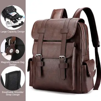 Корейская версия, рюкзак из искусственной мягкой кожи в стиле колледжа, рюкзаки для ноутбука большой емкости с диагональю 15,6 дюймов, прямая поставка