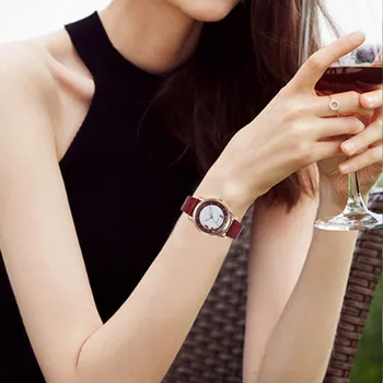 Reloj Mujer 2023 Модные женские часы Женские Красные кожаные кварцевые наручные часы для женщин Деловые Повседневные часы Relogio Feminino