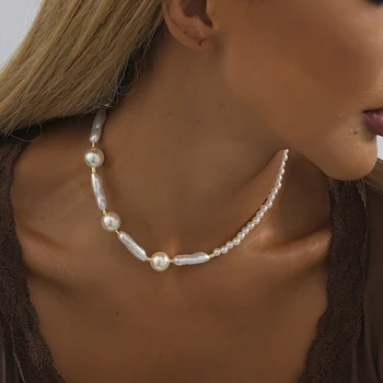 Модное креативное ожерелье из искусственного жемчуга неправильной формы для женщин, ожерелье ручной работы в богемном стиле, 2023 Новые Ювелирные изделия