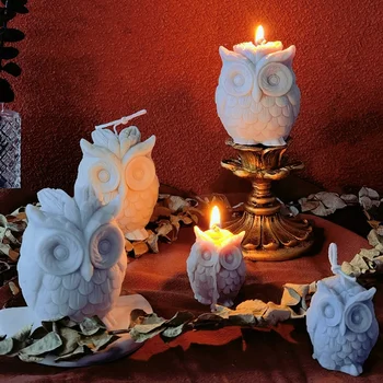 1 шт. 3D силиконовая форма для свечи в виде совы, форма из смолы ручной работы, форма для изготовления свечей ручной работы, Форма для изготовления гипсовых восковых свечей в форме Совы