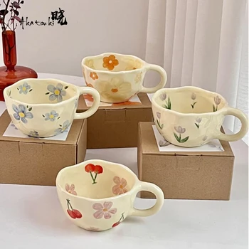 Керамические кружки, Кофейные чашки, чашка для чая с молоком ручной работы неправильной формы в Корейском стиле, кружка для завтрака с овсянкой, посуда для напитков на кухне