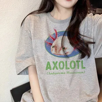 Женская дизайнерская футболка Axolotl с забавной мангой, уличная одежда для девочек, одежда с комиксами