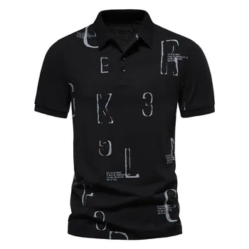 Мужская модная летняя спортивная рубашка поло, футболка для гольфа с буквенным принтом, Повседневная персонализированная деловая футболка с коротким рукавом