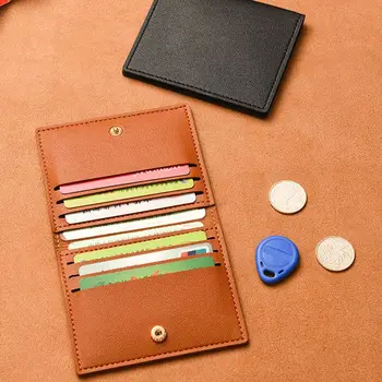 Корейский стиль, Однотонная сумка для карт, Тонкий Кошелек, Портмоне, держатель для карт на кнопке, Простая сумка из искусственной кожи