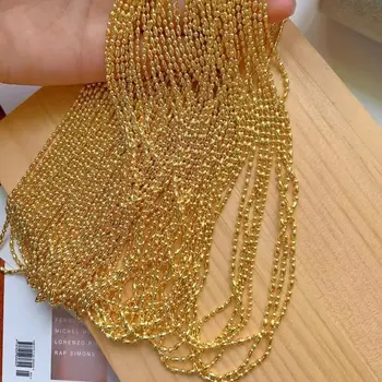 20шт Простое золотое ожерелье для женщин Мужчин Золотого цвета Овальные ожерелья с шариковой цепочкой из бисера Колье Ювелирные Аксессуары