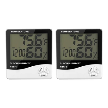 2X Цифровой ЖК-комнатный электронный измеритель температуры и влажности, термометр-гигрометр, метеостанция, будильник