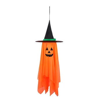 Украшения на Хэллоуин Оранжевая Шляпа волшебника из тыквы Декор на Хэллоуин Подвесные украшения из тыквы для дома в помещении на улице