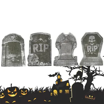 Украшения для Хэллоуина Кладбищенская Надгробная Плита Кладбище 4 Различных Знака Атмосфера Ужаса Мини-Надгробия Черепа Аксессуары