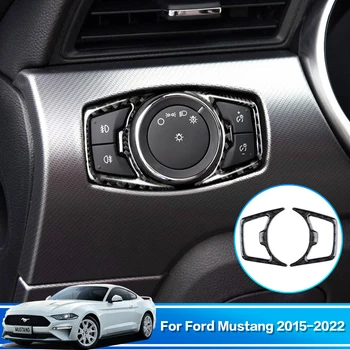 2X Автомобильный Переключатель фар из углеродного волокна, отделка, Декоративная крышка, Аксессуар для интерьера Ford Mustang 2015 2016 2017 2018- 2022