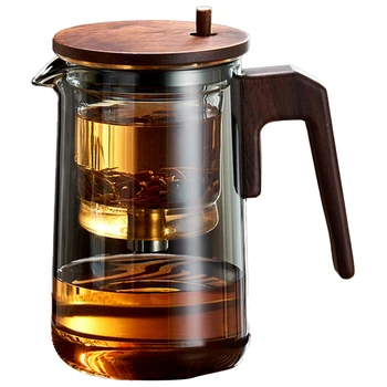 1 ШТ. Термостойкий Стеклянный чайник с фильтром на одну кнопку, Прозрачный Заварочный чайник с ароматом чая, 750 мл