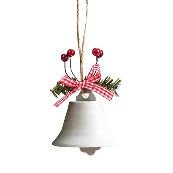 Рождественский колокольчик Для дома, красный, Зеленый, Белый Металлический колокольчик с лентой, Украшение для Рождественской елки