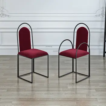 Роскошные обеденные стулья из скандинавского железа, Кухонная мебель, обеденный стул, современный минимализм, Ретро-спинка, Роскошные дизайнерские кресла для отдыха
